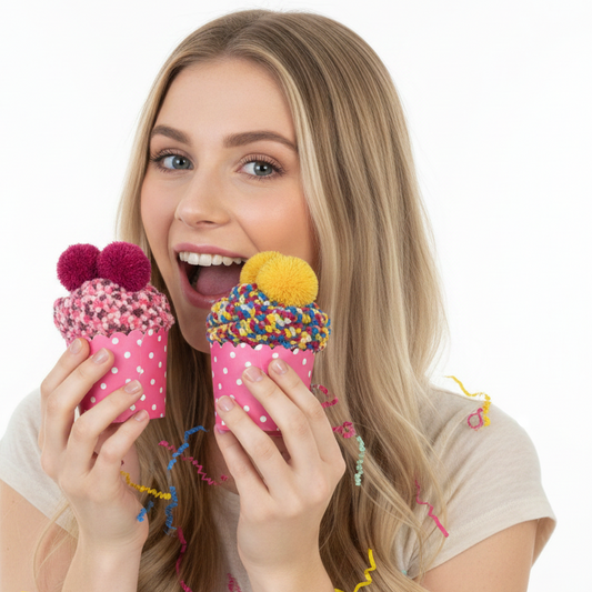 Confetti Cupcake Socks Gift Set | 2 Pairs | Pom-Pom Topped Novelty Sock Gift