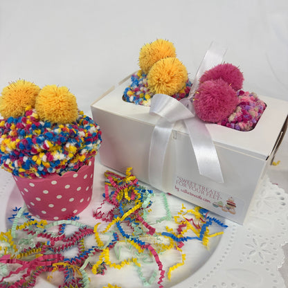 Confetti Cupcake Socks Gift Set | 2 Pairs | Pom-Pom Topped Novelty Sock Gift