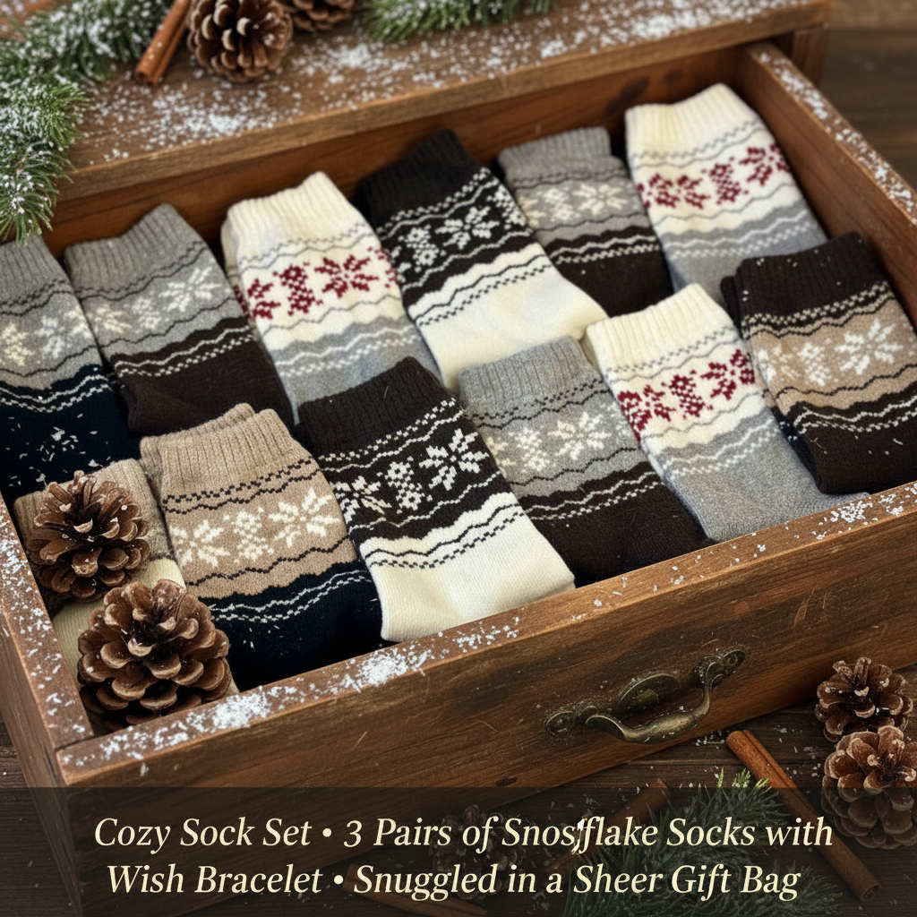 Snowflake Ankle Socks Multi-Pack - 3-Pair Winter Hygge Aesthetic Bundle