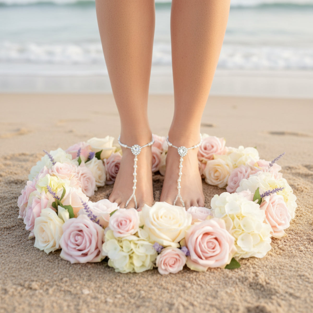 Crystal Beaded Barefoot Sandals (Pair)