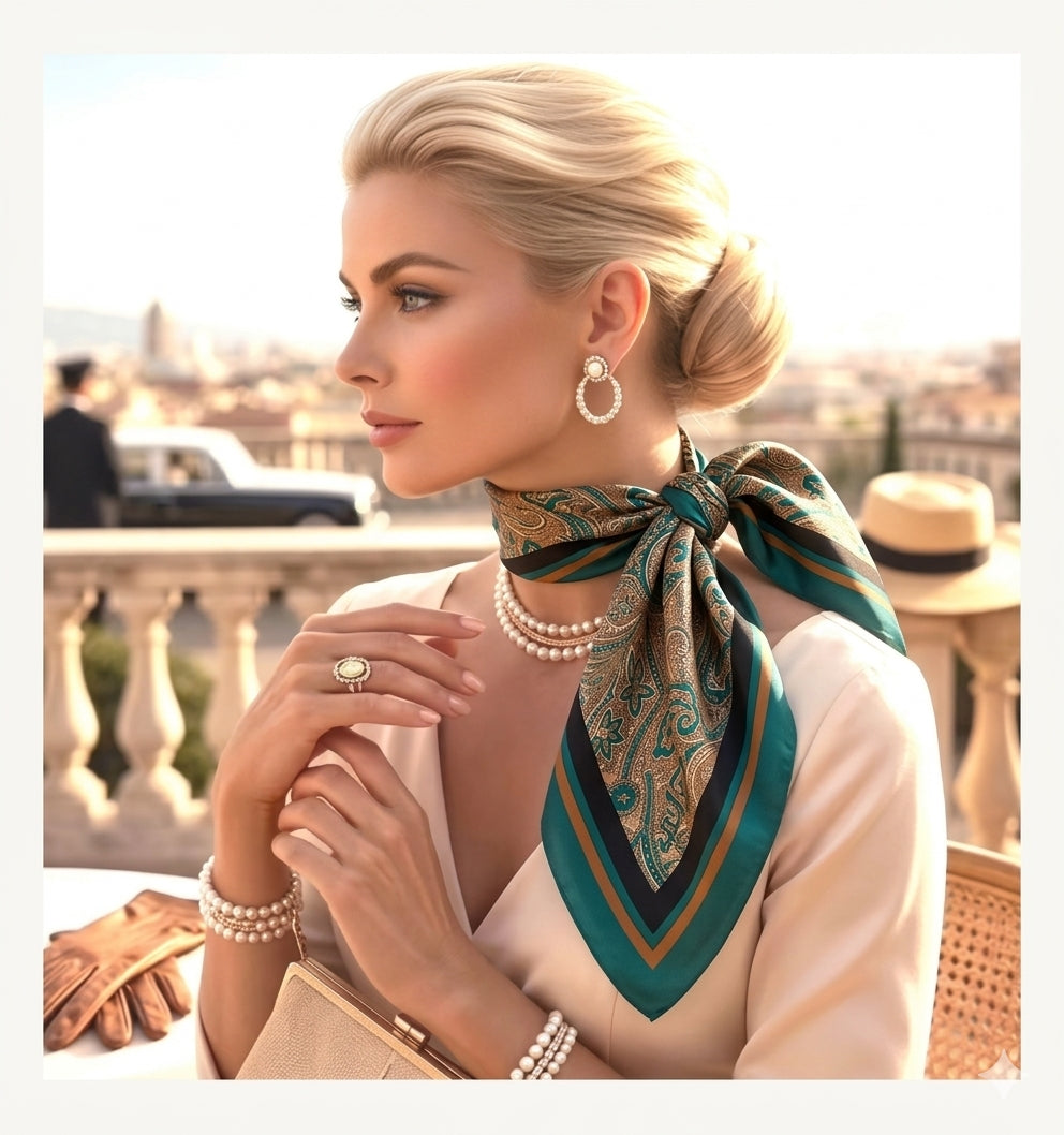 35" The Marrakech Paisley Silk-Look Square Scarf