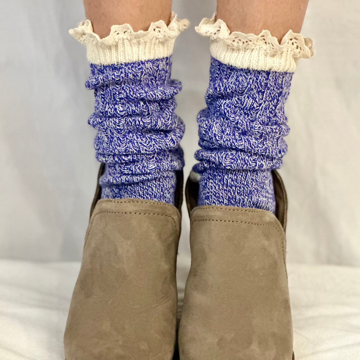 purple Eco friendly ankle socks womens, best quality ladies lace socks made USA