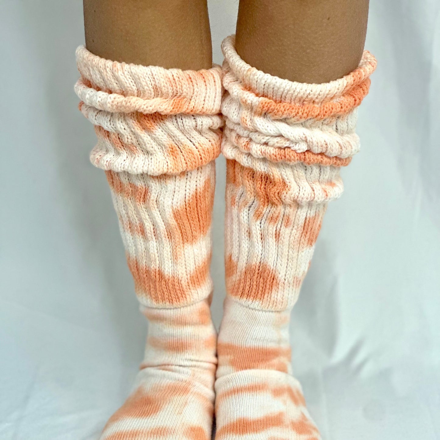 ULTIMATE  cotton  slouch socks women  - Tie dyed  orange
