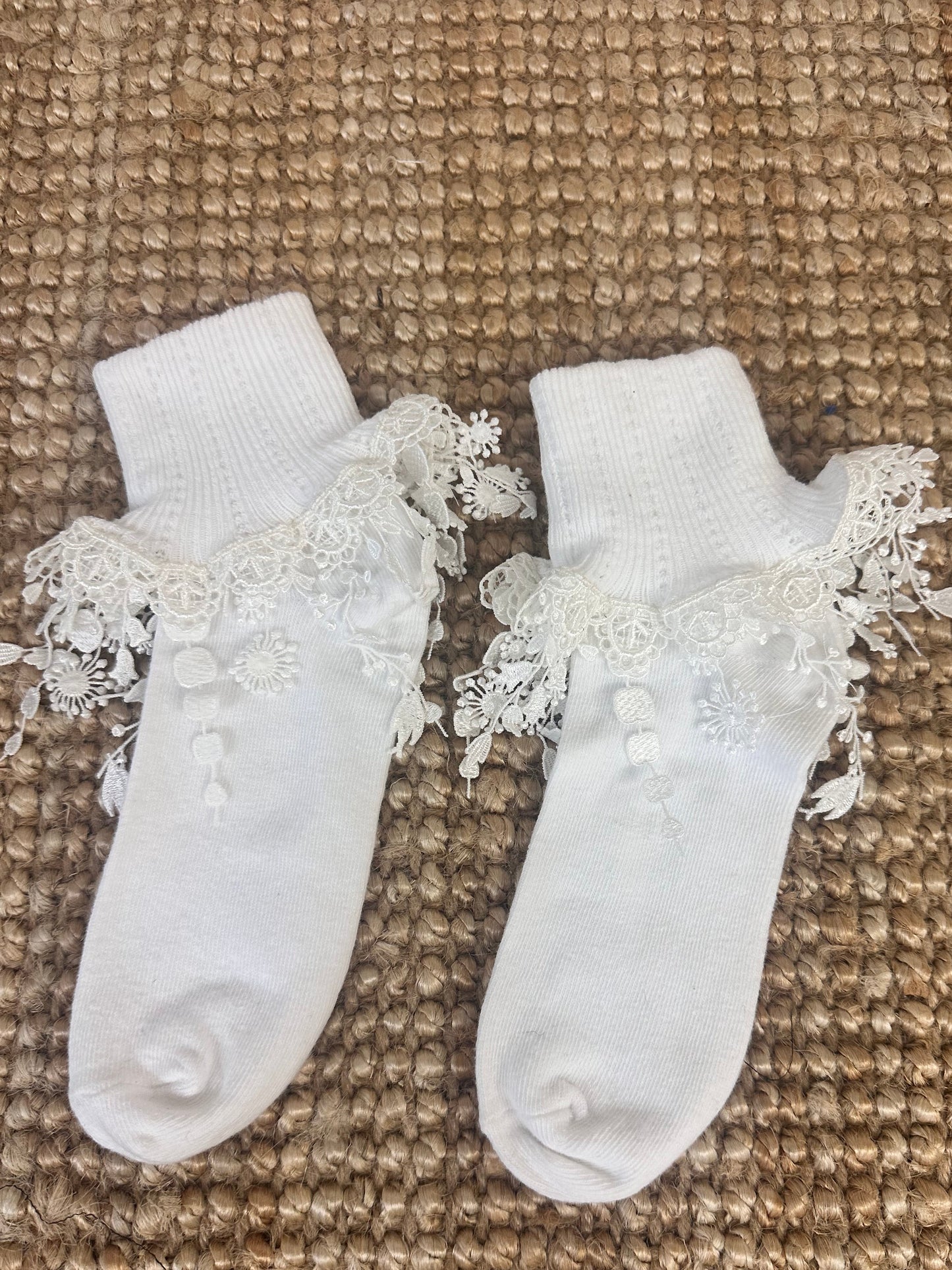 Double Lace Cuff Socks — One of a Kind
