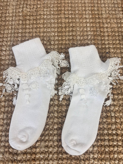 Double Lace Cuff Socks — One of a Kind