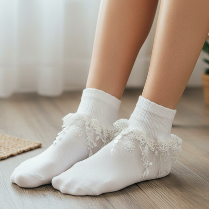 Double Lace Cuff Socks — One of a Kind