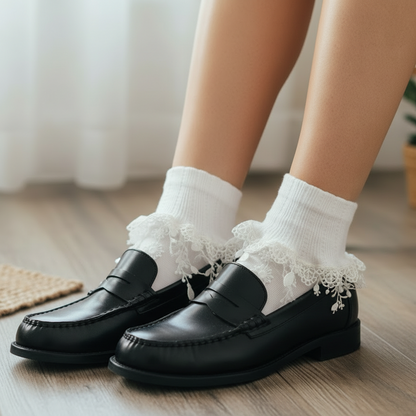 Double Lace Cuff Socks — One of a Kind