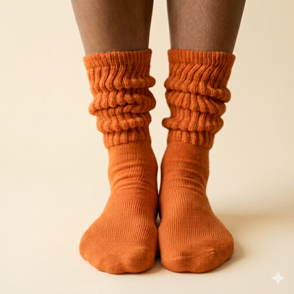 ULTIMATE XL Cotton Crew Slouch Socks (Sizes 10-14) — Pumpkin