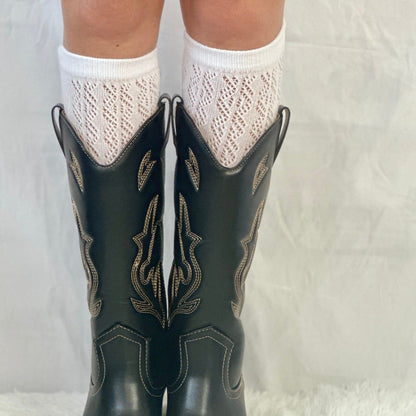 cowboy boot socks women, socks to wear with cowboy western boots, tall lace knee high socks women's, Amazon tall knee socks.