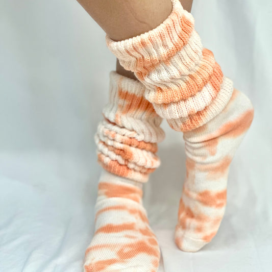 ULTIMATE  cotton  slouch socks women  - Tie dyed  orange