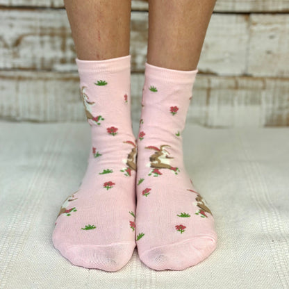 Easter Spring Socks 3-Pack + Pink Flower Wish Bracelet | Pastel Bundle ladies