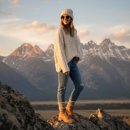 FAIR ISLE Lace Top Socks - Camel Catherine Cole boot socks