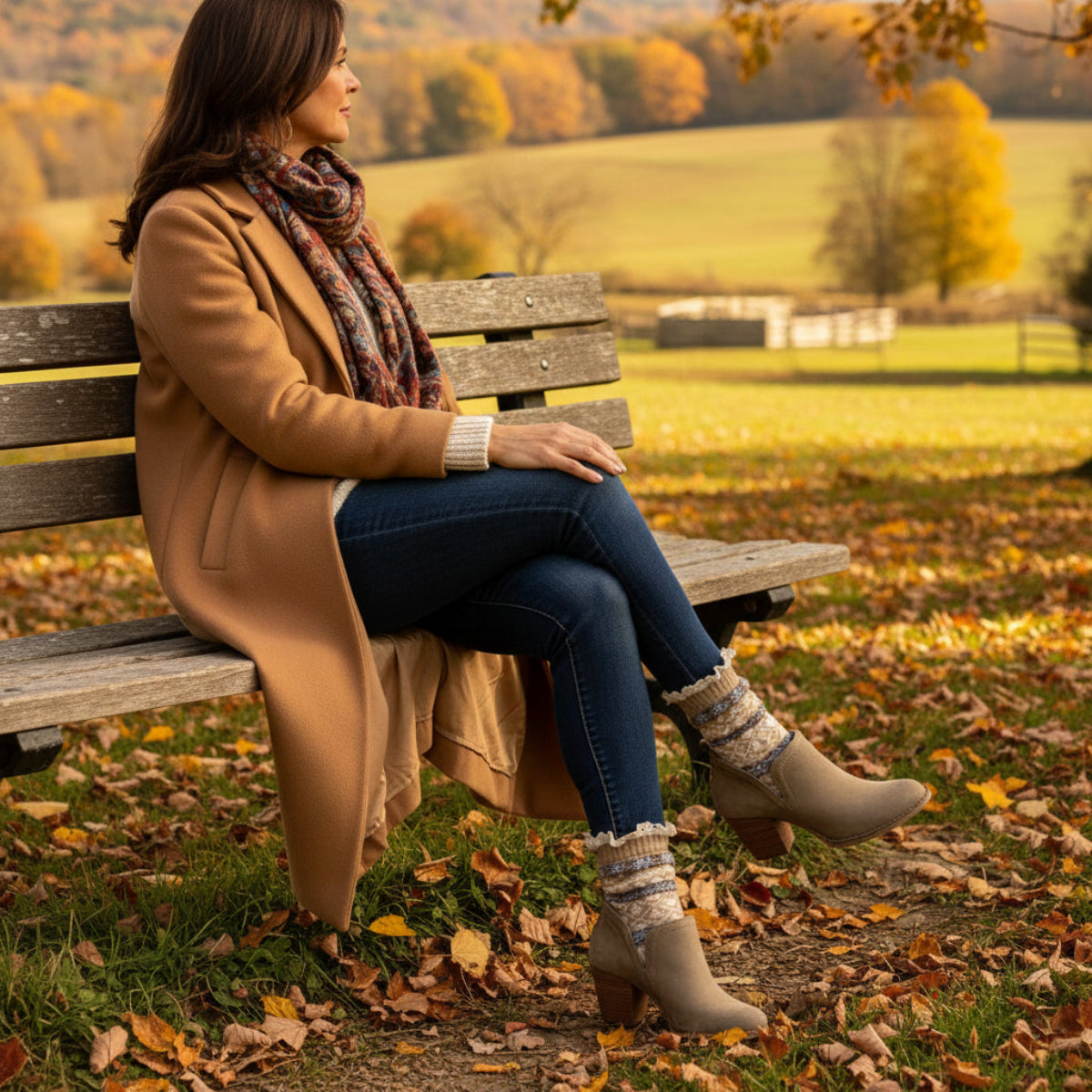 fair isle pattern short ankle boot socks for women by Catherine Cole
