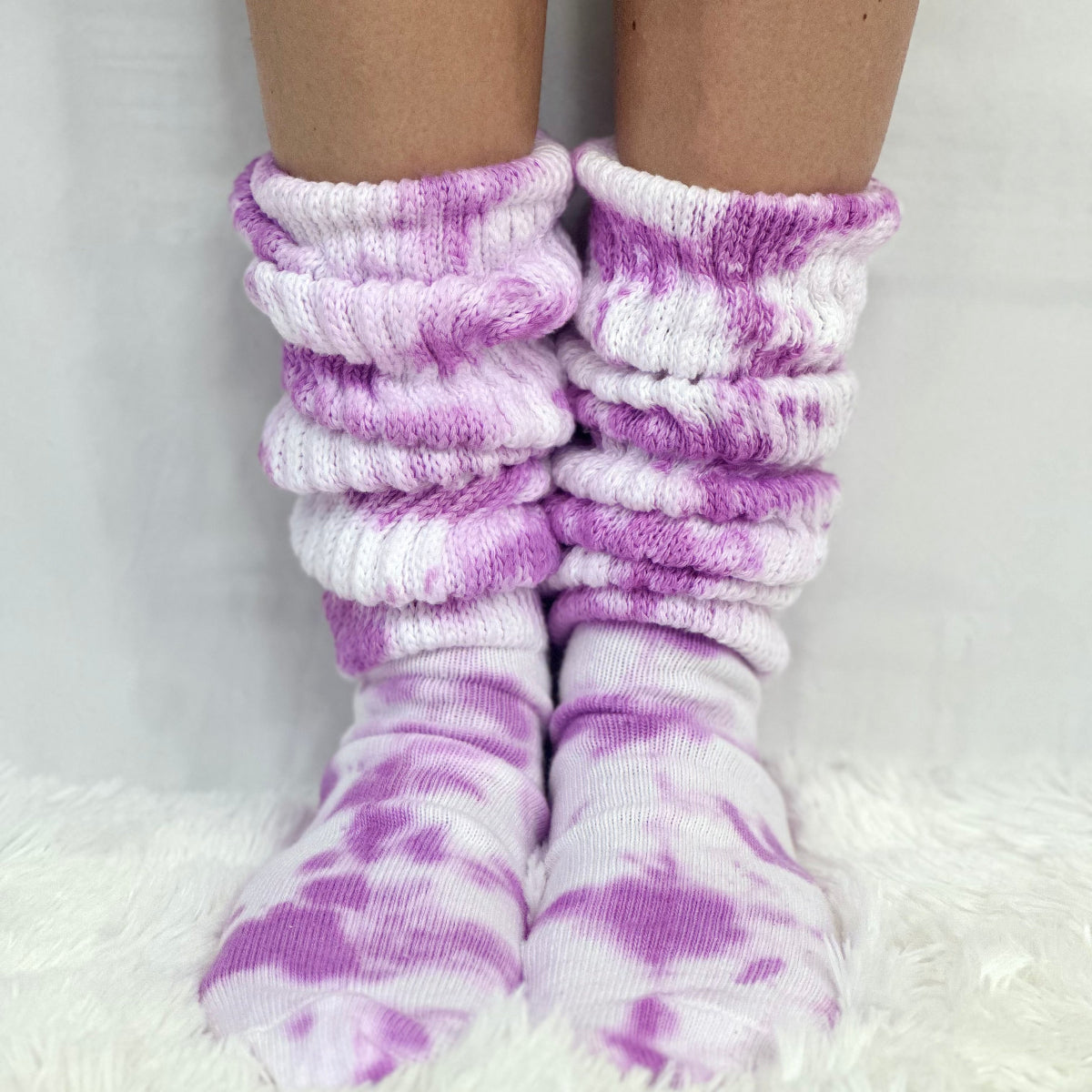 ULTIMATE  cotton  slouch socks women  - Tie dyed lilac