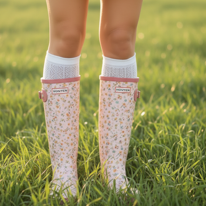 CHIC crochet knee high socks - white