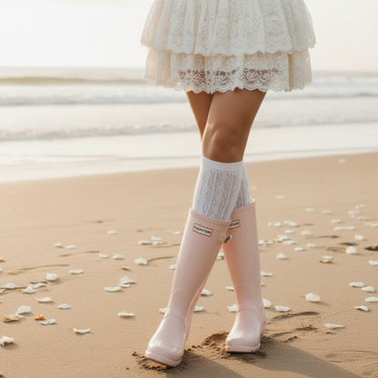 CHIC crochet knee high socks - cream