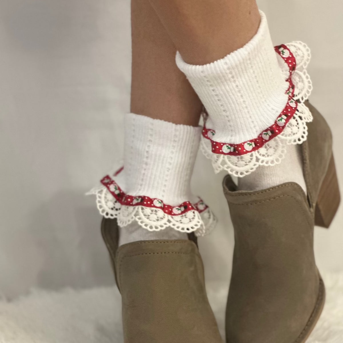 snowman CHristmas gift socks women, cool lace socks ladies
