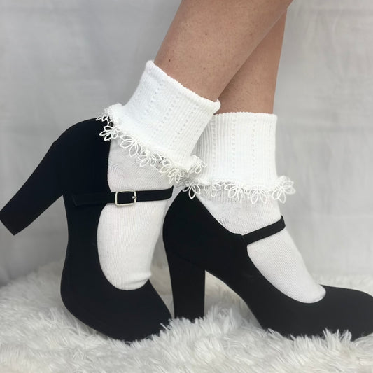 DAINTY cuff ankle socks women - white
