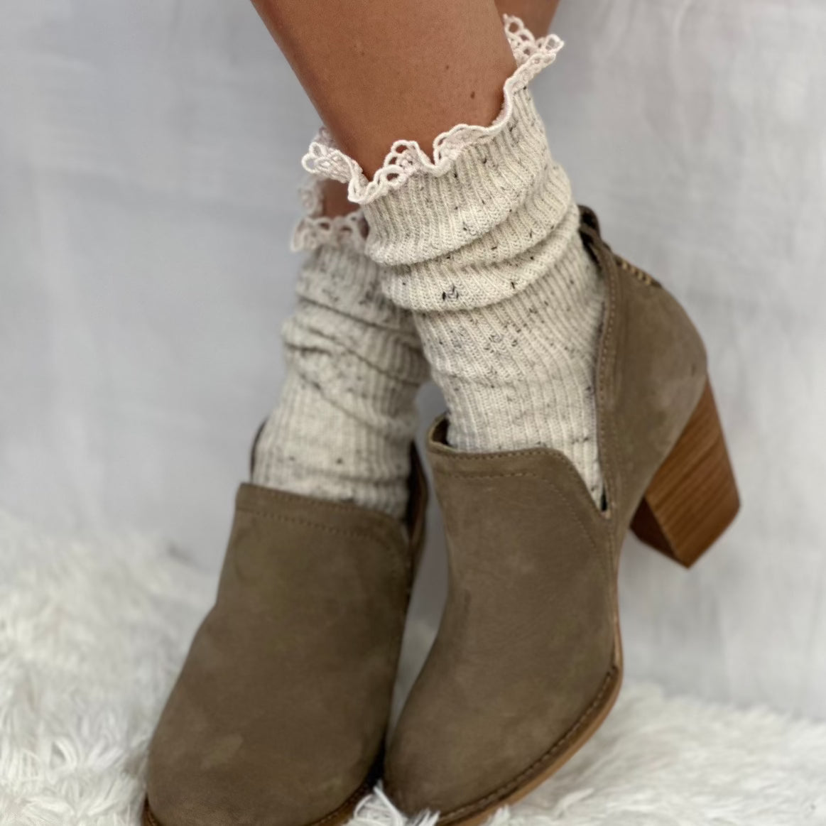 Cute lace ankle socks for short boots women, best quality socks for booties boots women
