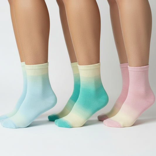 GRADIENT Pastel Crew Socks 3-Pack Bundle - fun Sneaker Socks