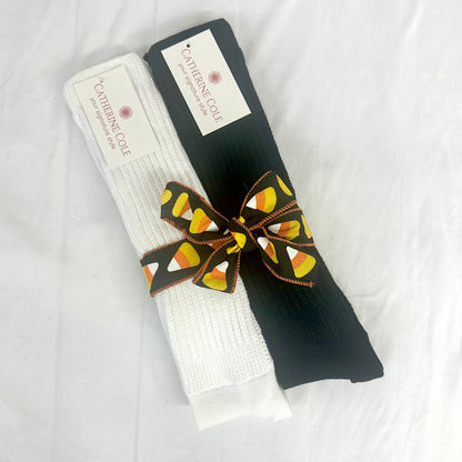 HALLOWEEN 2 pairs  ULTIMATE slouch socks -black, white