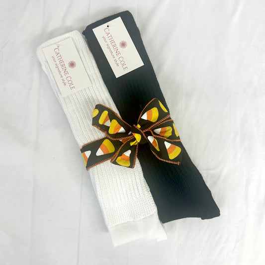 HALLOWEEN 2 pairs  ULTIMATE slouch socks -black, white