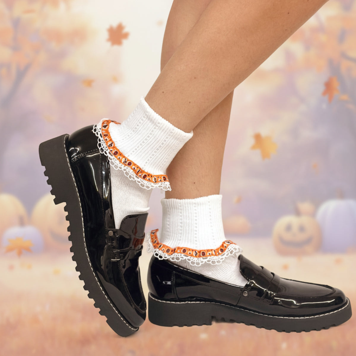 Halloween lace cuff socks, Catherine cole