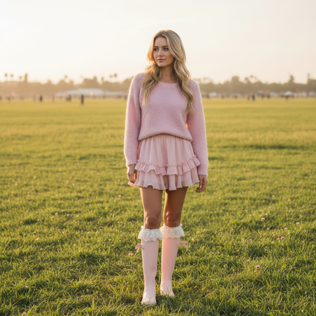 The Victoria Tall Lace Boot Sock in Antique Cream