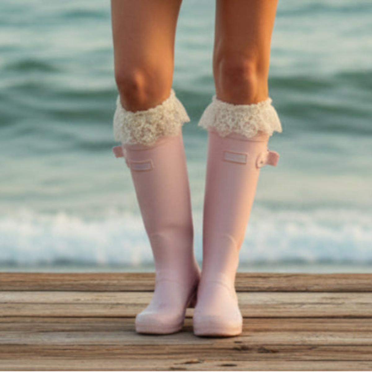 Love and Lemons rain boots lace sock dupe