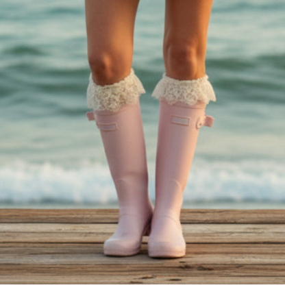 Love and Lemons rain boots lace sock dupe