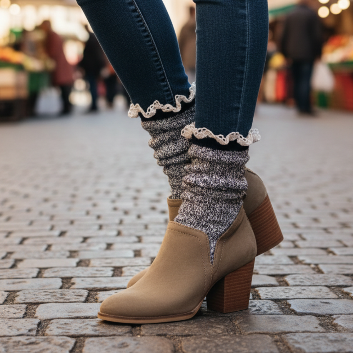 marled navy cotton ankle boot socks by Catherine Cole