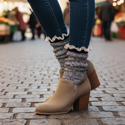 marled navy cotton ankle boot socks by Catherine Cole