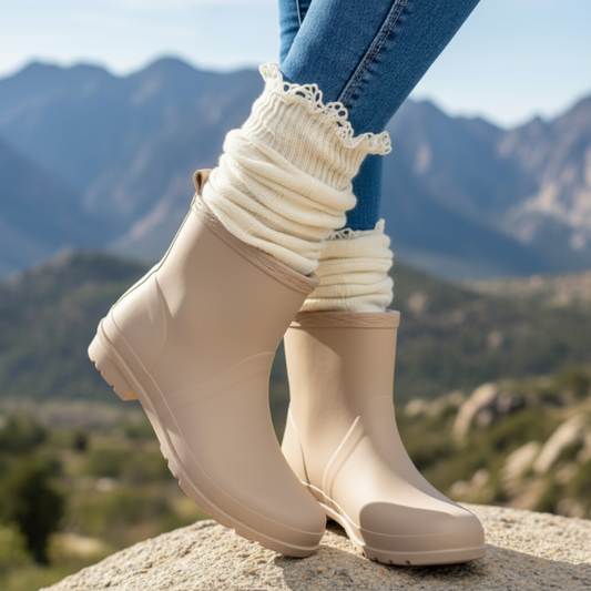 The Mountain Cable Knit Knee Sock — Natural by Catherine Cole - made in USA