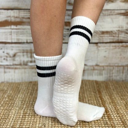 NAMASTE Grip Bottom Crew Socks 3-Pack Bundle with Wish Bracelet - Yoga & Pilates