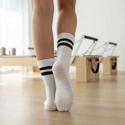 NAMASTE Grip Bottom Crew Socks 3-Pack Bundle with Wish Bracelet - Yoga & Pilates