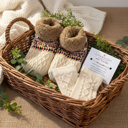 Nordic Slipper Sock Gift Set - Grip Bottom +cozy Socks + Wish Bracelet