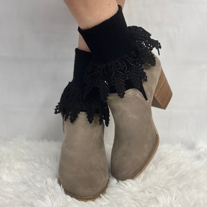 black original long lace cuff socks for women by Catherine Cole
