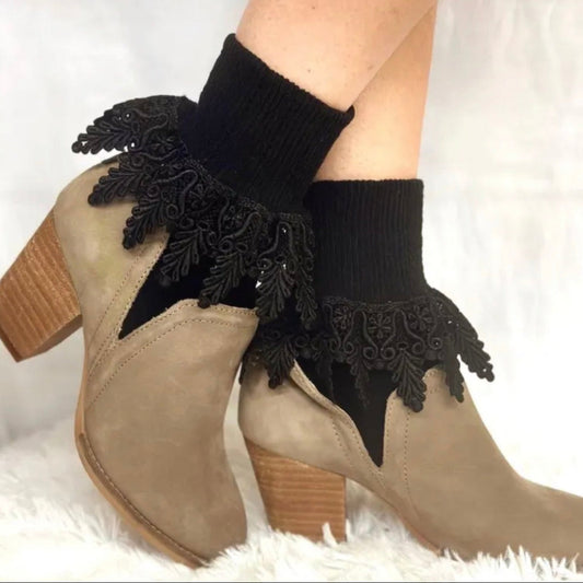 ORIGINAL  lace cuff socks - black
