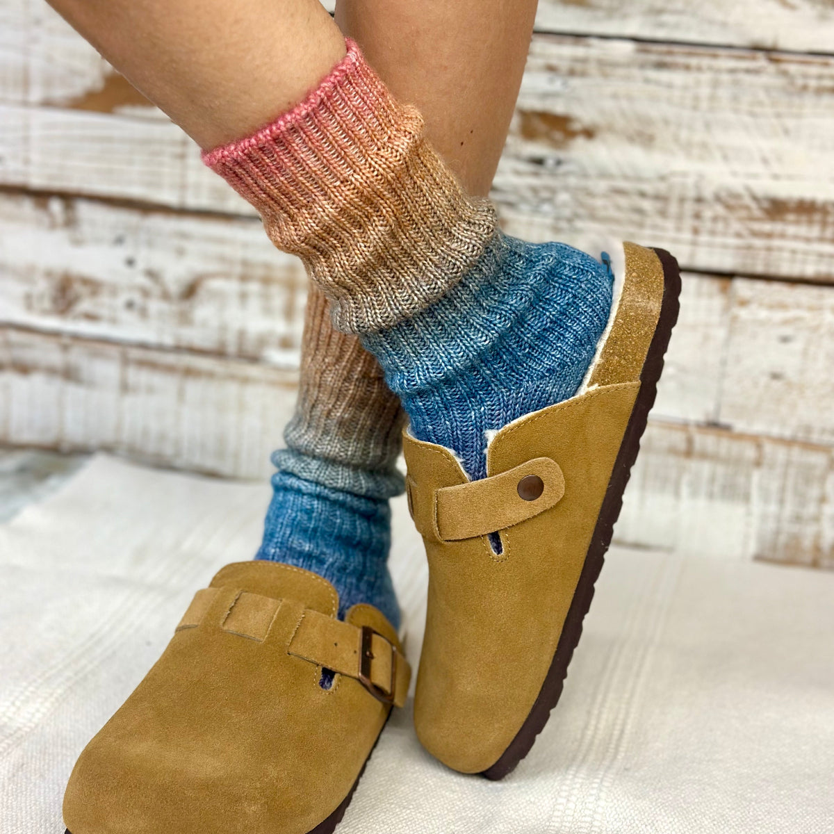 Ombre Tie Dye Socks 3-Pack Bundle with Wish Bracelet - Flower Child