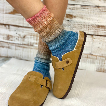 Ombre Tie Dye Socks 3-Pack Bundle with Wish Bracelet - Flower Child