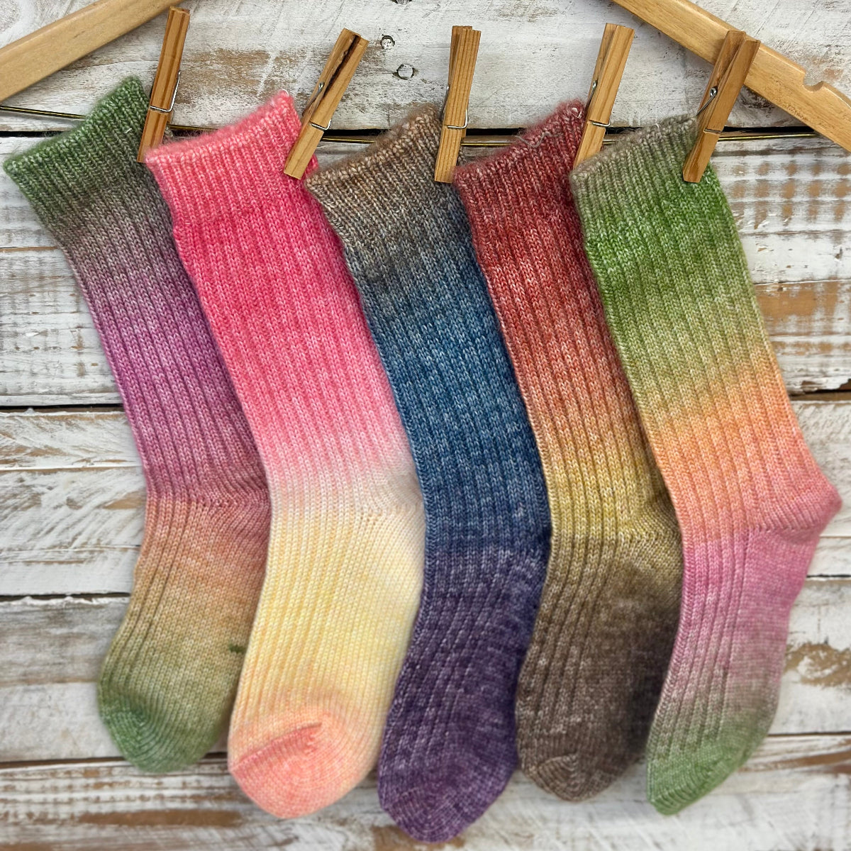 Ombre Tie Dye Socks 3-Pack Bundle with Wish Bracelet - Flower Child