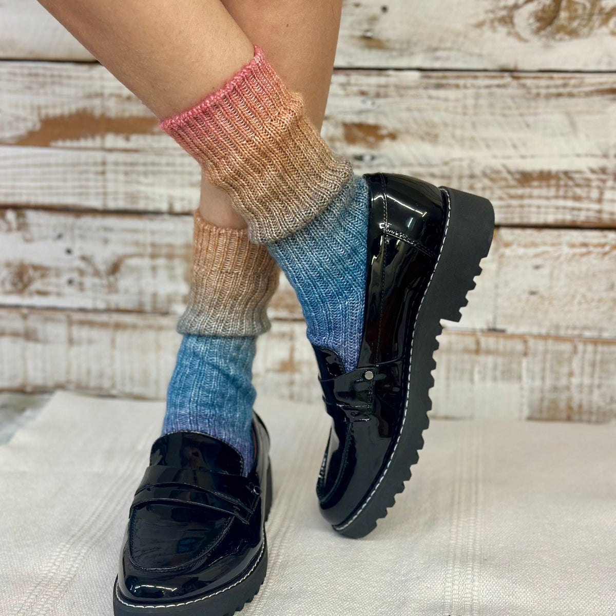 Ombre Tie Dye Socks 3-Pack Bundle with Wish Bracelet - Flower Child