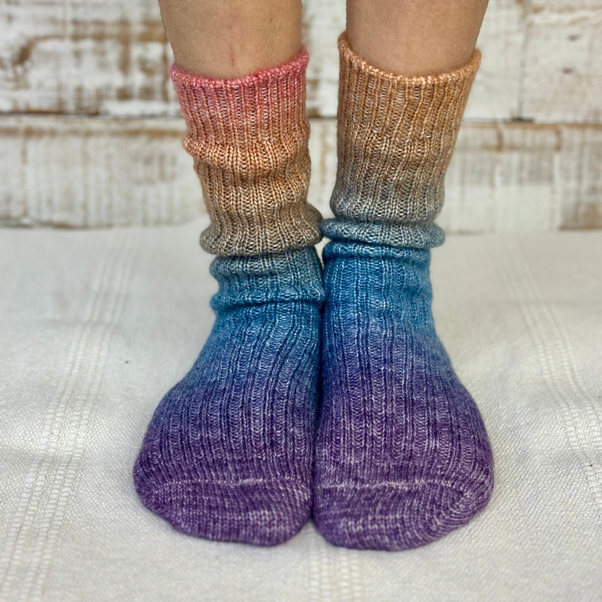 Ombre Tie Dye Socks 3-Pack Bundle with Wish Bracelet - Flower Child