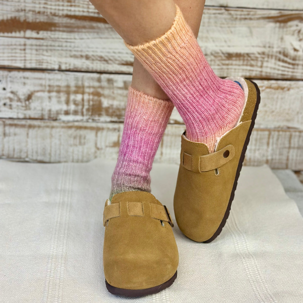 Ombre Tie Dye Socks 3-Pack Bundle with Wish Bracelet - Flower Child