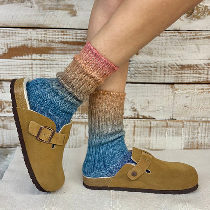 Ombre Tie Dye Socks 3-Pack Bundle with Wish Bracelet - Flower Child