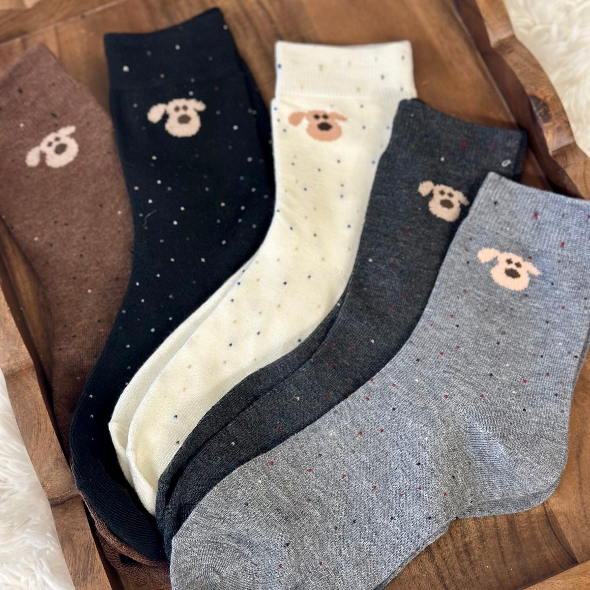 PAW-SOME 5-Pack Dog Novelty Socks + Paw Wish Bracelet | Women's 6-9