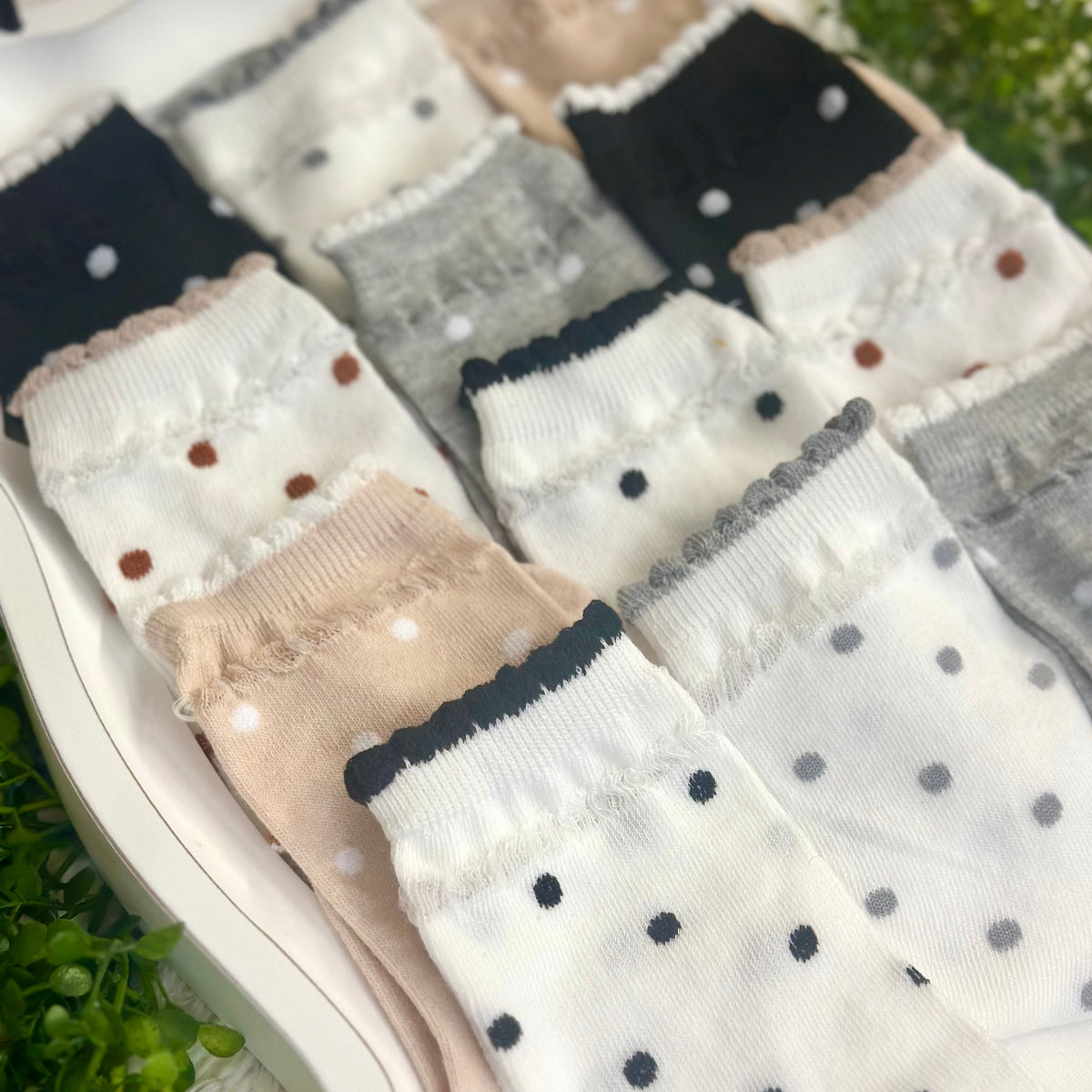Polka Dot Socks 3-Pack Bundle + Wish Bracelet | Ankle Socks