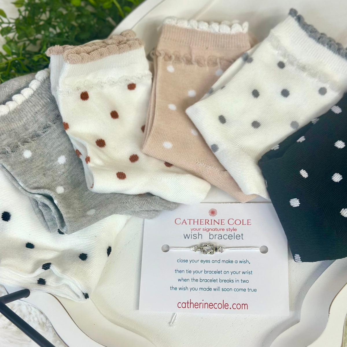 Polka Dot Socks 3-Pack Bundle + Wish Bracelet | Ankle Socks