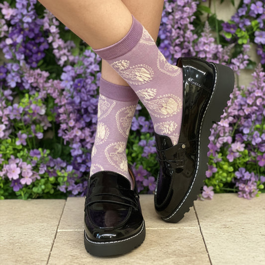 Purple Lovers 3-Pack Ankle Sock Bundle + Handmade Wish Bracelet | Novelty Socks by Catherine Cole