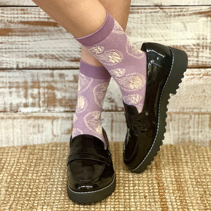 Purple Lovers 3-Pack Ankle Sock Bundle + Handmade Wish Bracelet | Novelty Socks